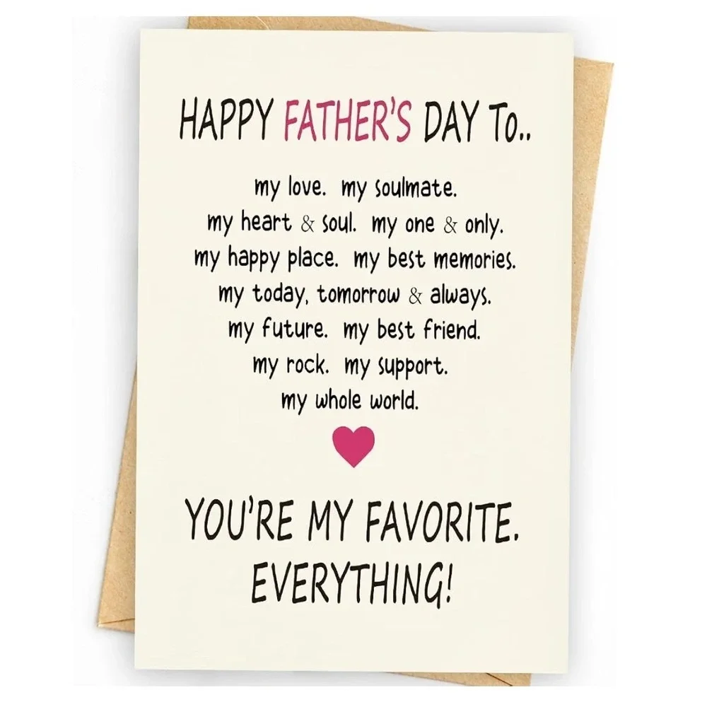 Romantic Fathers Day Card for Husband Soulmate Favorite Everything 5x7